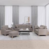 4-delige Loungeset met kussens stof taupe - thumbnail