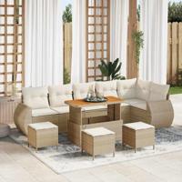 Tuinbankenset 10 pcs Beige poly rattan - thumbnail
