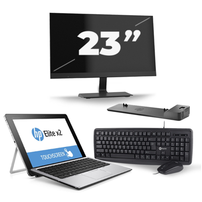 HP Elite x2 1012 G1 - Intel Core m5-6e Generatie - 12 inch - Touch - 8GB RAM - 256GB SSD - Windows 10 Home + 1x 23 inch Monitor