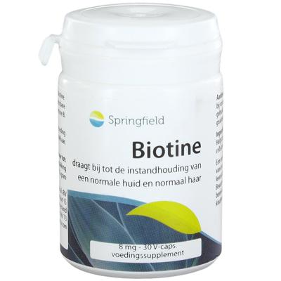 Springfield Biotine (vitamine B8) 8 mg 30 Vegetarische capsules Springfield Biotine (vitamine B8) 8 mg 30 Vegetarische capsules
