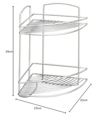 Metaltex onda badkamer-hoekrek 2 etages 22x22x35 cm zilver Metaltex onda badkamer-hoekrek 2 etages 22x22x35 cm zilver
