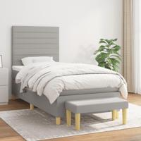 Boxspring met matras stof lichtgrijs 90x200 cm - thumbnail