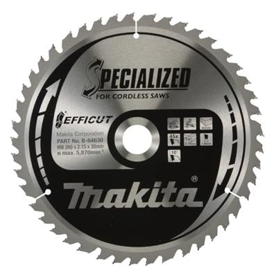 Makita Afkortzaagblad voor Hout | Efficut | Ø 260mm Asgat 30mm 45T - B-64630 - thumbnail