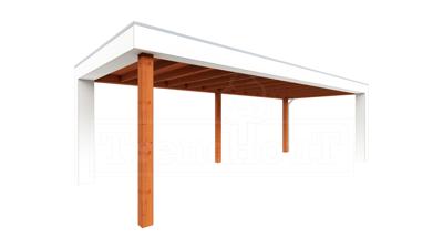 Trendhout Verona overkapping 750x335 cm Lariks/Douglas blank - Plat dak model rechts- Plat dak- Onbehandeld lariks Douglas hout- Trendhout