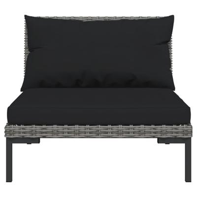 4-delige Loungeset met kussens poly rattan donkergrijs - thumbnail