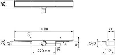 Easy Drain Compact tegel ws 30mm 100cm enkel edcomt1000-30 Easy Drain Compact tegel ws 30mm 100cm enkel edcomt1000-30
