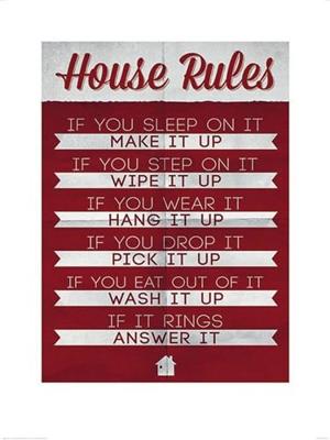 Kunstdruk House Rules 60x80cm