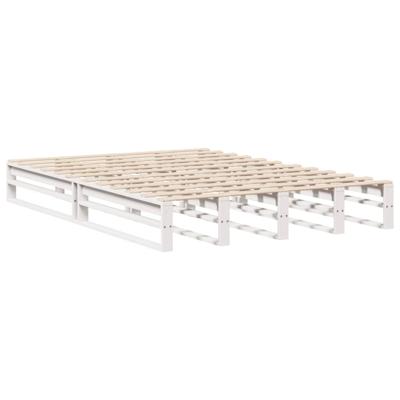 Bed met boekenkast zonder matras massief hout wit 140x200 cm - thumbnail