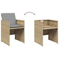 9-delige Tuinset met kussens poly rattan gemengd beige - thumbnail