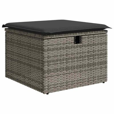 4-delige Loungeset met kussens poly rattan grijs - thumbnail