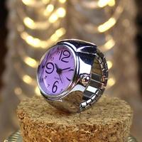 2st L04 2018 Dial Quartz analoog horloge Creative staal Cool elastische Quartz vinger Ring horloge mannen Women(Purple) - thumbnail
