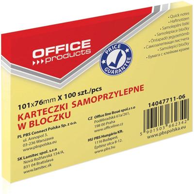OFFICE products memoblok, 76 x 101 mm, 100 vel, geel