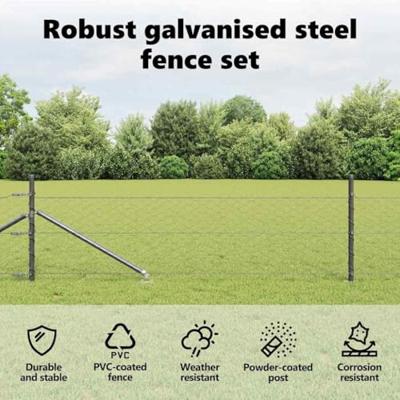 VidaXL Afrasteringspaal grijs 25 x 0,8 m (50 mm gaas) staal en pvc VidaXL Afrasteringspaal grijs 25 x 0,8 m (50 mm gaas) staal en pvc