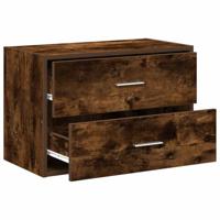 Kast met 2 lades 60x31x40 cm bewerkt hout gerookt eikenkleurig - thumbnail