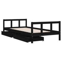 Kinderbedframe met lades 90x200 cm massief grenenhout zwart - thumbnail
