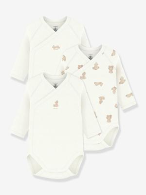 Set van 3 gekruiste body's baby PETIT BATEAU wit