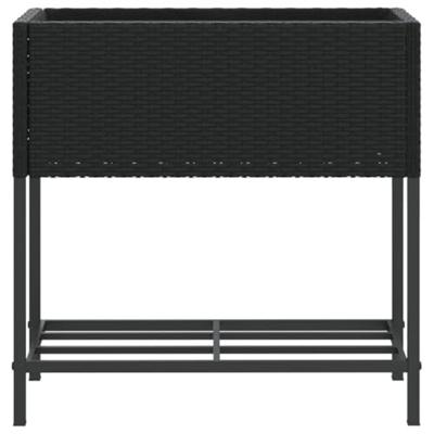 VidaXL Plantenbakken met schap 2 st 70x28x70 poly rattan zwart VidaXL Plantenbakken met schap 2 st 70x28x70 poly rattan zwart