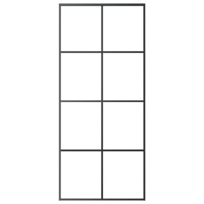 Schuifdeur 90x205 cm ESG-glas en aluminium zwart - thumbnail
