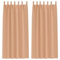 VidaXL Zwart-out gordijnen met ringen 2 pcs licht bruin 260 x 140 cm - thumbnail