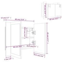 Spiegelkast LED 60x12x45 cm bewerkt hout gerookt eikenkleurig - thumbnail