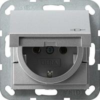 Gira 1-voudige wandcontactdoos randaarde, deksel aluminium - thumbnail