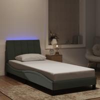 Bedframe met LED zonder matras "Hanko" fluweel lichtgrijs 90x190 cm - thumbnail