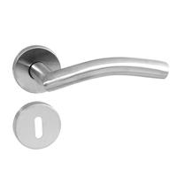 Deurkruk Lisa/hoek 90° met geveerde rozet met sleutelgat plaatjes ATP RVS - thumbnail