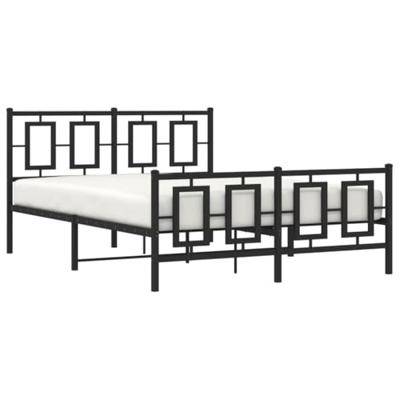 Bedframe met hoofd- en voeteneinde metaal zwart 135x190 cm