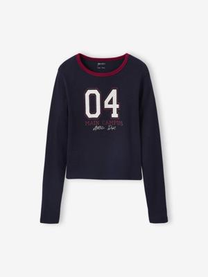 Cropped shirt met lange mouwen voor meisjes JONEN marineblauw Cropped shirt met lange mouwen voor meisjes JONEN marineblauw