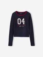 Cropped shirt met lange mouwen voor meisjes JONEN marineblauw - thumbnail