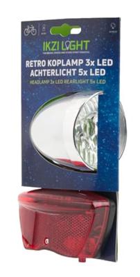 Ikzi Verlichtingset retro led batterij zilver/rood