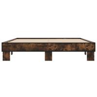 Bedframe bewerkt hout metaal gerookt eikenkleurig 150x200 cm - thumbnail