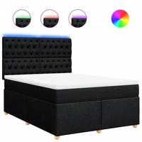 Boxspring met matras stof zwart 140x200 cm - thumbnail