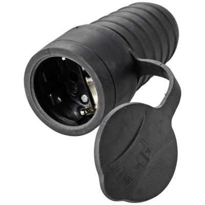 Sygonix SY-5806882 Koppeling met randaarde Rubber 250 V/AC Zwart IP44 Sygonix SY-5806882 Koppeling met randaarde Rubber 250 V/AC Zwart IP44