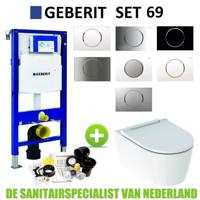 Geberit UP320 Toiletset set69 ONE Rimless Diepspoel Turboflush Wit met Sigma 10 drukplaat - thumbnail