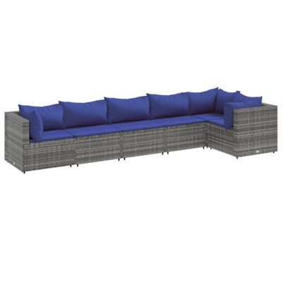 5-delige Loungeset met kussens poly rattan grijs 5-delige Loungeset met kussens poly rattan grijs