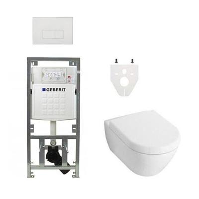 Villeroy Boch Subway 2.0 DirectFlush Toiletset - softclose - geberit reservoir - qeramiq bedieningsplaat rechthoekige knoppen - wit 0701131/ga26028/SW729014/SW1182666/SW706187