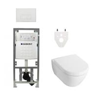 Villeroy Boch Subway 2.0 DirectFlush Toiletset - softclose - geberit reservoir - qeramiq bedieningsplaat rechthoekige knoppen - wit 0701131/ga26028/SW729014/SW1182666/SW706187 - thumbnail