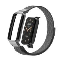 By Qubix - Milanese loop bandje met case - Zwart - Xiaomi Smart Band 7 Pro - thumbnail