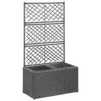 VidaXL Latwerkplantenbak verhoogd met potten 58x30x107 cm rattan zwart - thumbnail