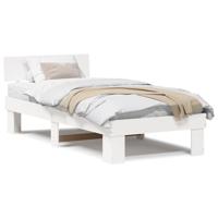 Bedframe met hoofdeinde Wit 90 x 200 cm Massief grenenhout - thumbnail