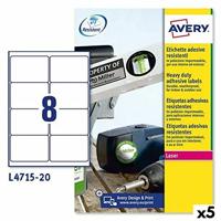 Etiket avery l4715-20 99.1x67.7mm wit 160stuks - thumbnail