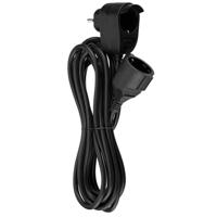 REV 0016150514 Stroom Verlengkabel Zwart 5.00 m H05VV-F 3G 1,5 mm² - thumbnail