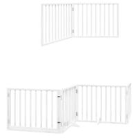 Hondenhek inklapbaar met deur 12 panelen 960cm populierhout wit - thumbnail