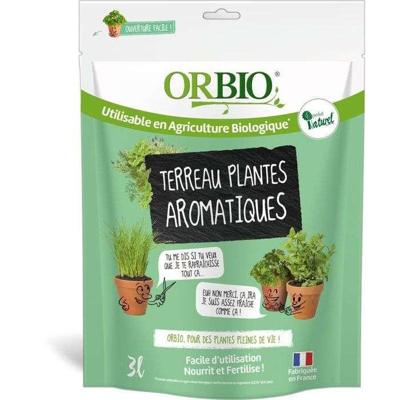 Aromatische potgrond voor planten - ORBIO - 3 L - Speciaal aromatisch substraat - Geoptimaliseerde drainage