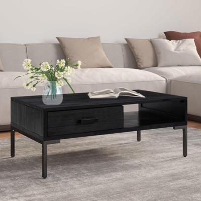 Salontafel 90x50x35 cm massief grenenhout zwart Salontafel 90x50x35 cm massief grenenhout zwart