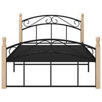 Bedframe metaal en massief eikenhout zwart 120x200 cm - thumbnail
