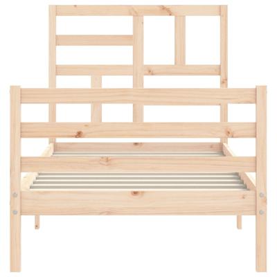 Bedframe met hoofdbord massief hout 90x200 cm