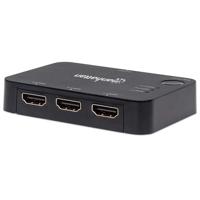 Manhattan neu HDMI-switch 3 poorten 3D-weergave mogelijk, LED-weergave, Ultra HD-geschikt, Met afstandsbediening, Met status-LEDs, Vergulde connectoren 4096 x - thumbnail