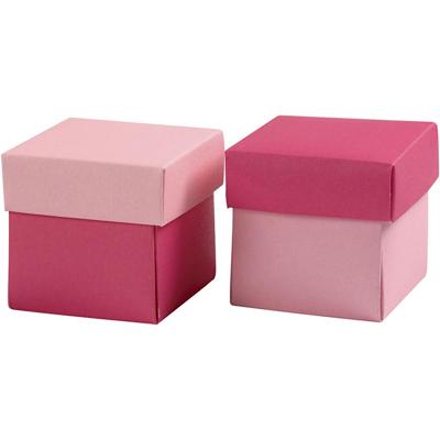 Creativ Company Vouwdoos, afm 5,5x5,5 cm, 250 gr, roze, 10 stuk/ 1 doos